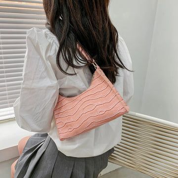 Qfdian Fashion PU Leather Underarm Bags for Women Alligator Pattern Armpit Handbag Female Small Handbags Messenger Purse